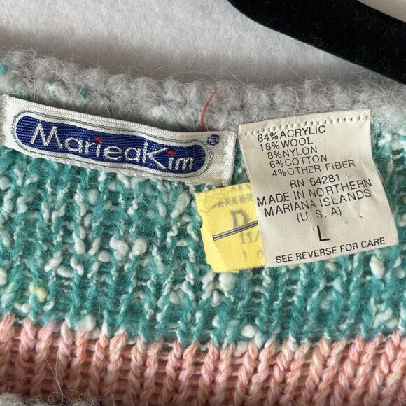 Made In USA MARIEA KIM Vintage 80s Sweater Mock Neck Artsy Wool Blend - Picture 8 of 8